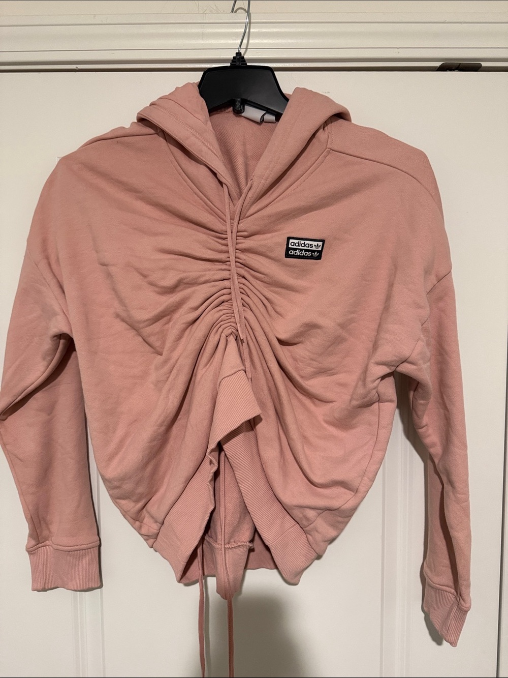 adidas Dusty Pink Ruched Drawstring Hoodie